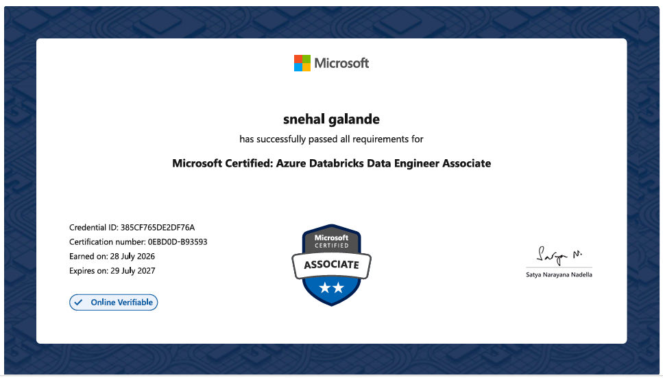 Microsoft Certified: Azure Databricks Data Engineer Associate