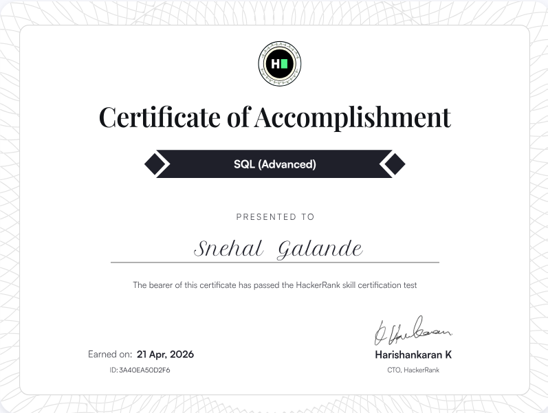 SQL (Advanced) Certificate
