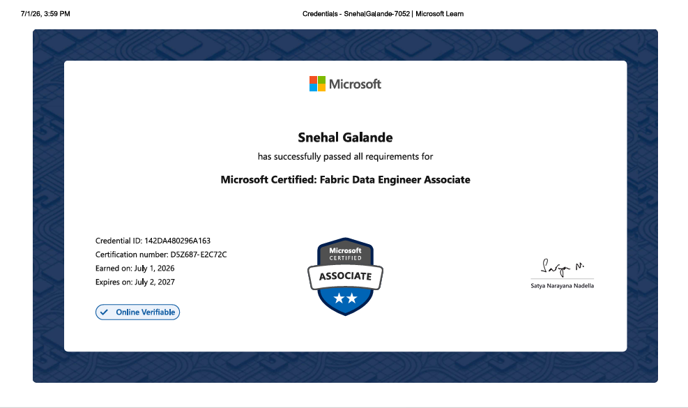 Microsoft Certified: Fabric Data Engineer Associate